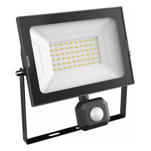 Opus LED Floodlight 50W with PIR Sensor Cool White Clear Black Opus LED Floodlight 50W with PIR Sensor Cool White Clear Black