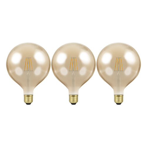 Crompton LED G125 Globe 7W E27 Dimmable Filament (3 Pack) Extra Warm White Antique Bronze (60W Eqv)