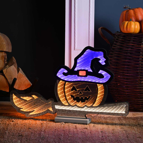Festive 60cm Halloween Pumpkin and Broom Infinity Light 1 Festive 60cm Halloween Pumpkin and Broom Infinity Light 1
