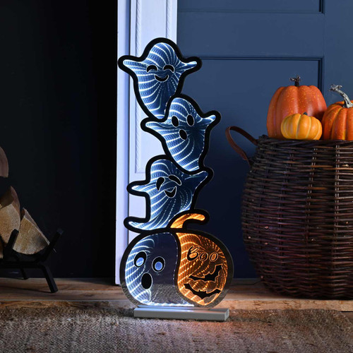 Festive 60cm Halloween Ghosts with Pumpkin Infinity Light 1 Festive 60cm Halloween Ghosts with Pumpkin Infinity Light 1