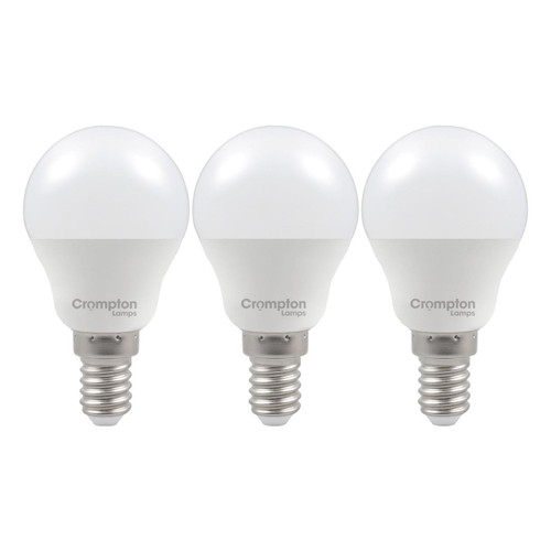 Crompton Lamps LED Golfball 4.2W E14 Dimmable (3 Pack) Warm White Opal (40W Eqv)