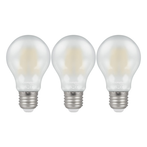 Crompton Lamps LED GLS 7W E27 Dimmable Filament (3 Pack) Warm White Pearl (60W Eqv)