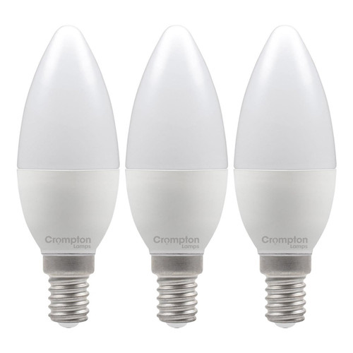 Crompton Lamps LED Candle 4.2W E14 (3 Pack) Warm White Opal (40W Eqv)