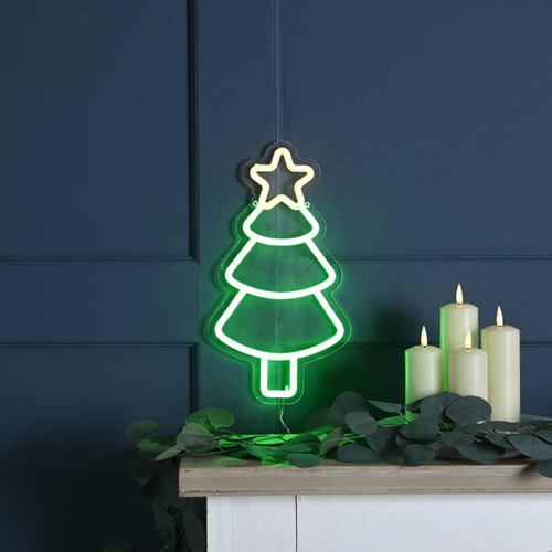 Festive 35cm Neon Flex Hanging Xmas Tree 1 Festive 35cm Neon Flex Hanging Xmas Tree 1
