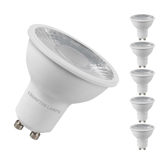 Crompton LED GU10 Spotlight Bulbs 5W Dim Daylight 6500K Halogen Replacement Clear (5 Pack) Crompton LED GU10 Spotlight Bulbs 5W Dim Daylight 6500K Halogen Replacement Clear (5 Pack)