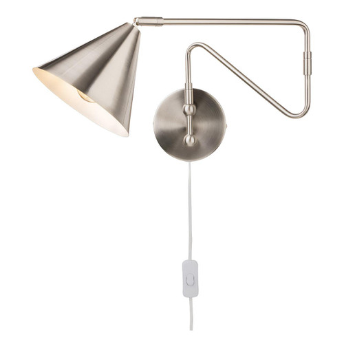 Firstlight Plug-In Swing-Arm Wall Wall Spotlight with On/Off Switch in Brushed Steel