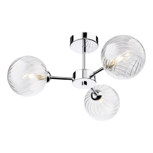 Firstlight Garrick 3-Light Semi-Flush Ceiling Light Clear in Chrome