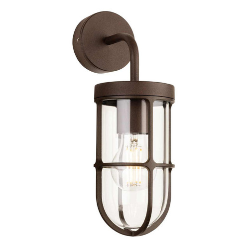 Firstlight Bowen Outdoor Wall Lantern Wall Light Clear in Rustic Brown