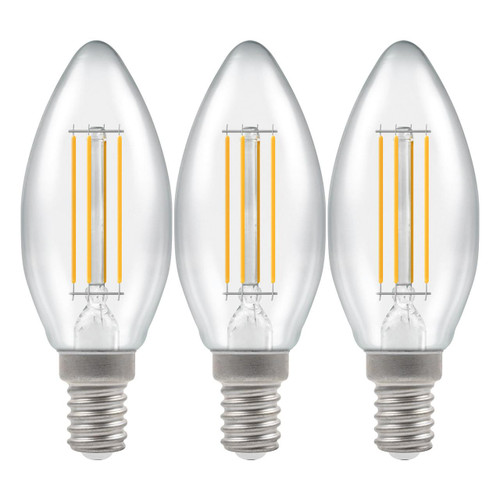 LED Candle Light Bulbs E14 5W (40W Eqv) Dimmable Filament Warm White 2700K Clear (3 Pack)