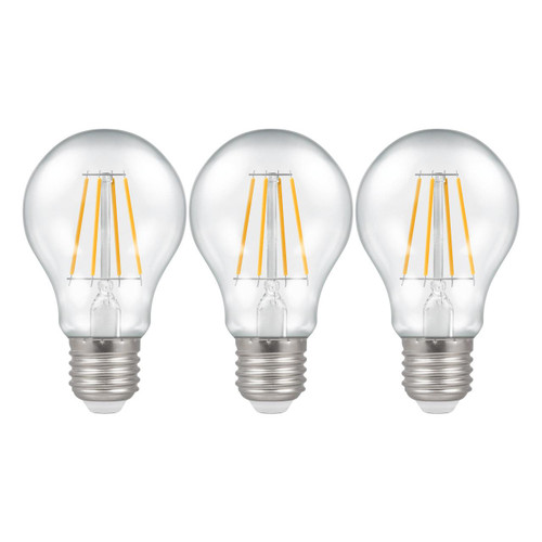 LED GLS Light Bulbs E27 7.5W (60W Eqv) Dimmable Filament Warm White 2700K Clear (3 Pack)