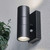 Zink LETO Outdoor Up and Down Wall Light with Dusk Til Dawn Sensor Black 2