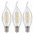 Crompton Lamps LED Bent Tip Candle 4.2W B15 Filament (3 Pack) Warm White Clear