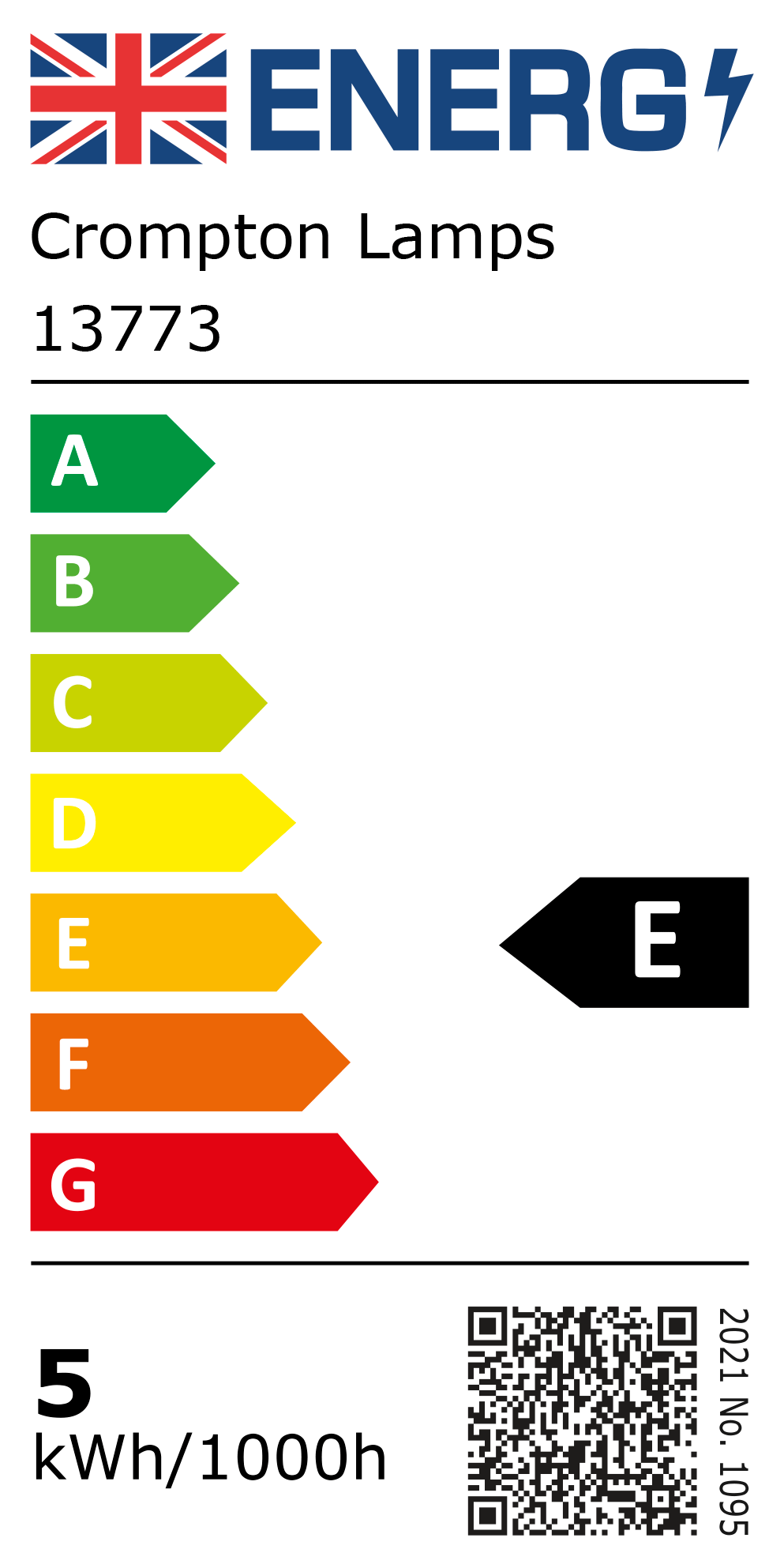 New 2021 Energy Rating Label: MPN 13773