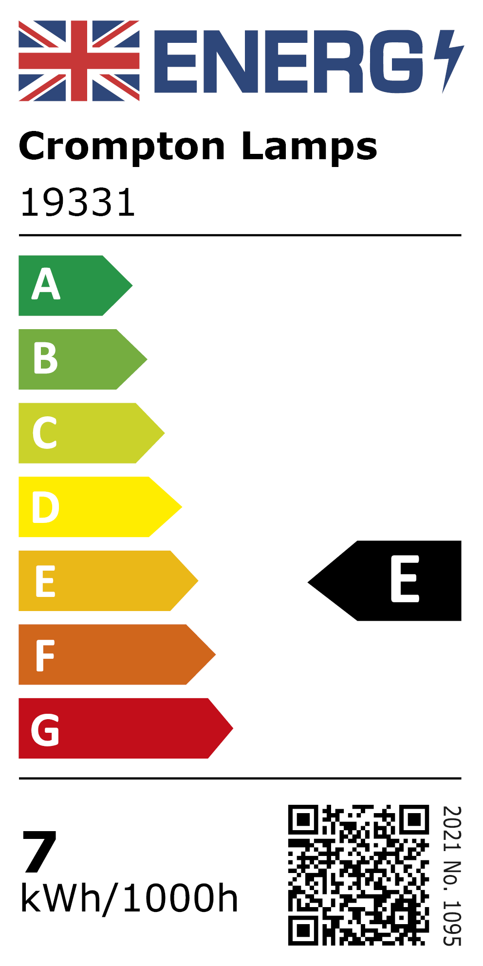 New 2021 Energy Rating Label: MPN 19331