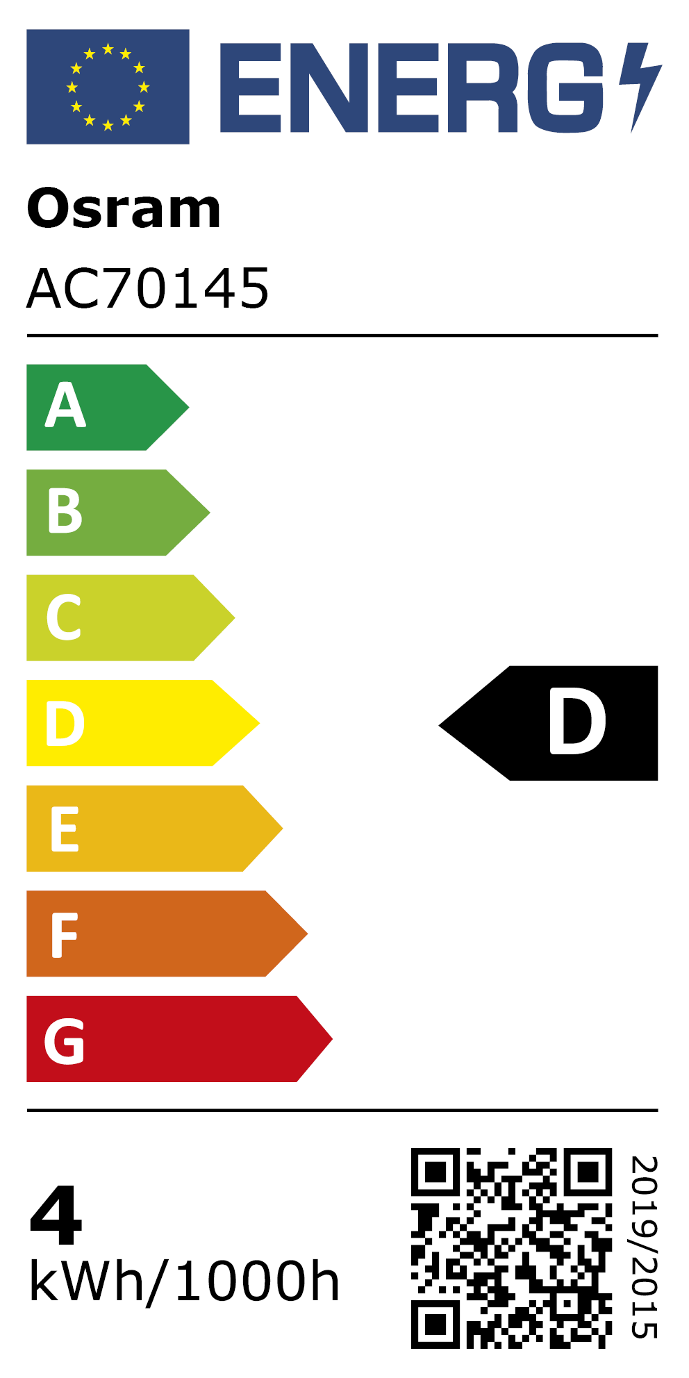 New 2021 Energy Rating Label: MPN AC70145