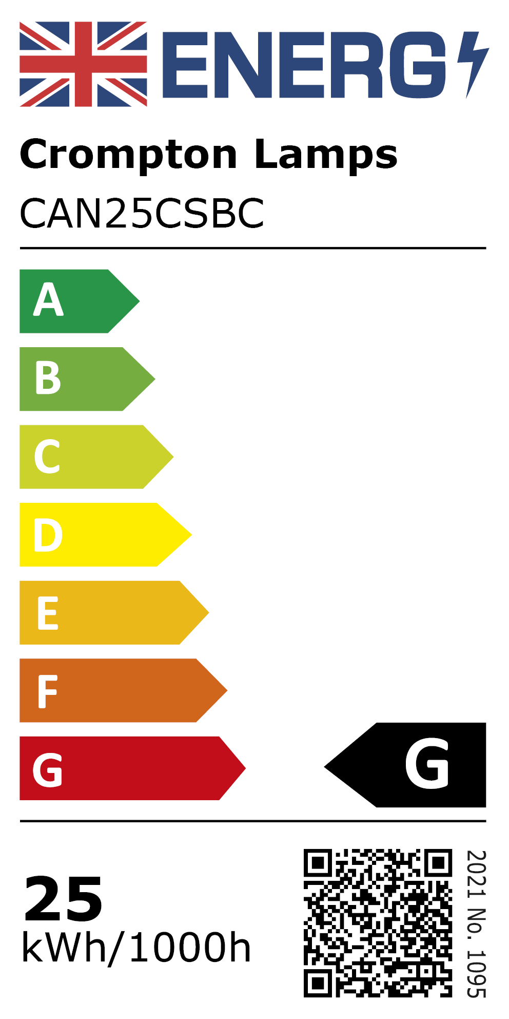 New 2021 Energy Rating Label: MPN CAN25CSBC