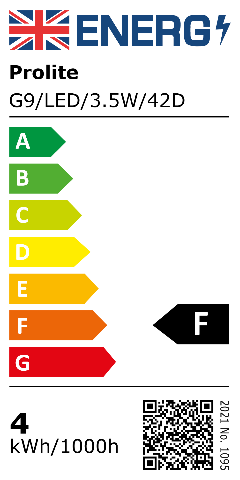 New 2021 Energy Rating Label: MPN G9/LED/3.5W/42D