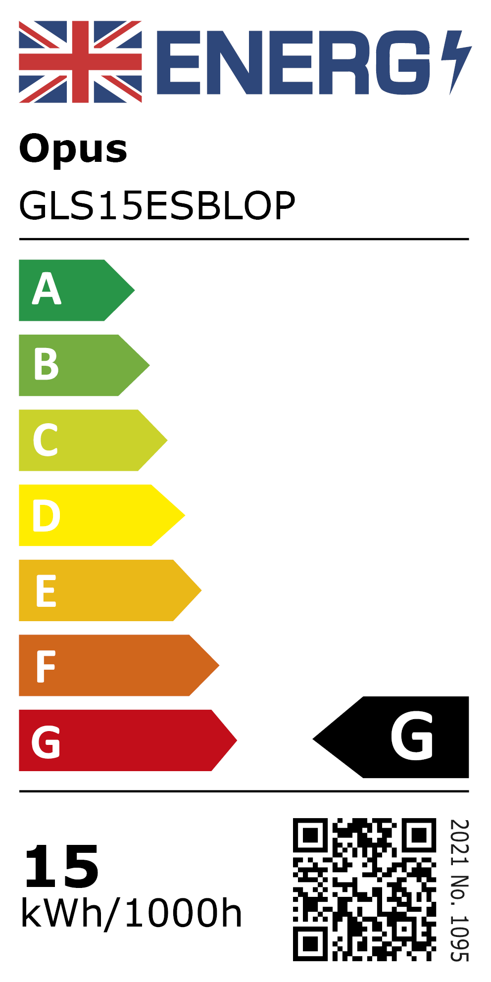 New 2021 Energy Rating Label: MPN GLS15ESBLOP