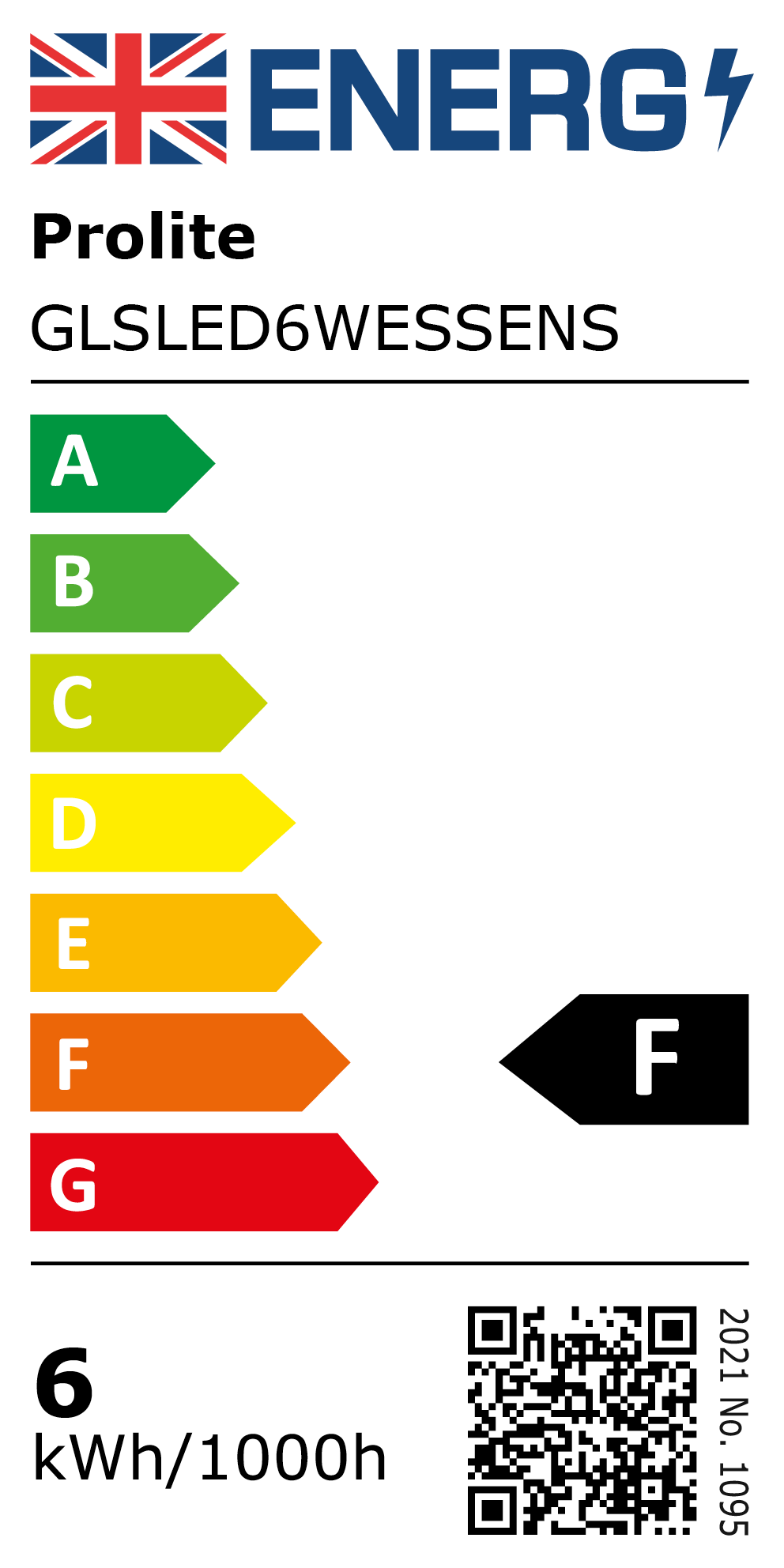New 2021 Energy Rating Label: MPN GLS/LED/6W/ES/SENS