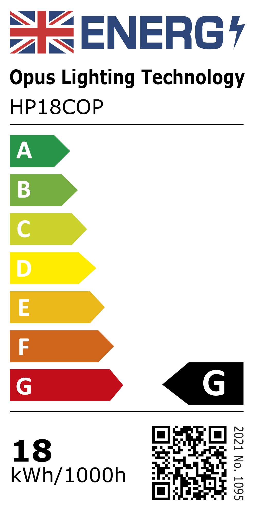 New 2021 Energy Rating Label: MPN HP18COP