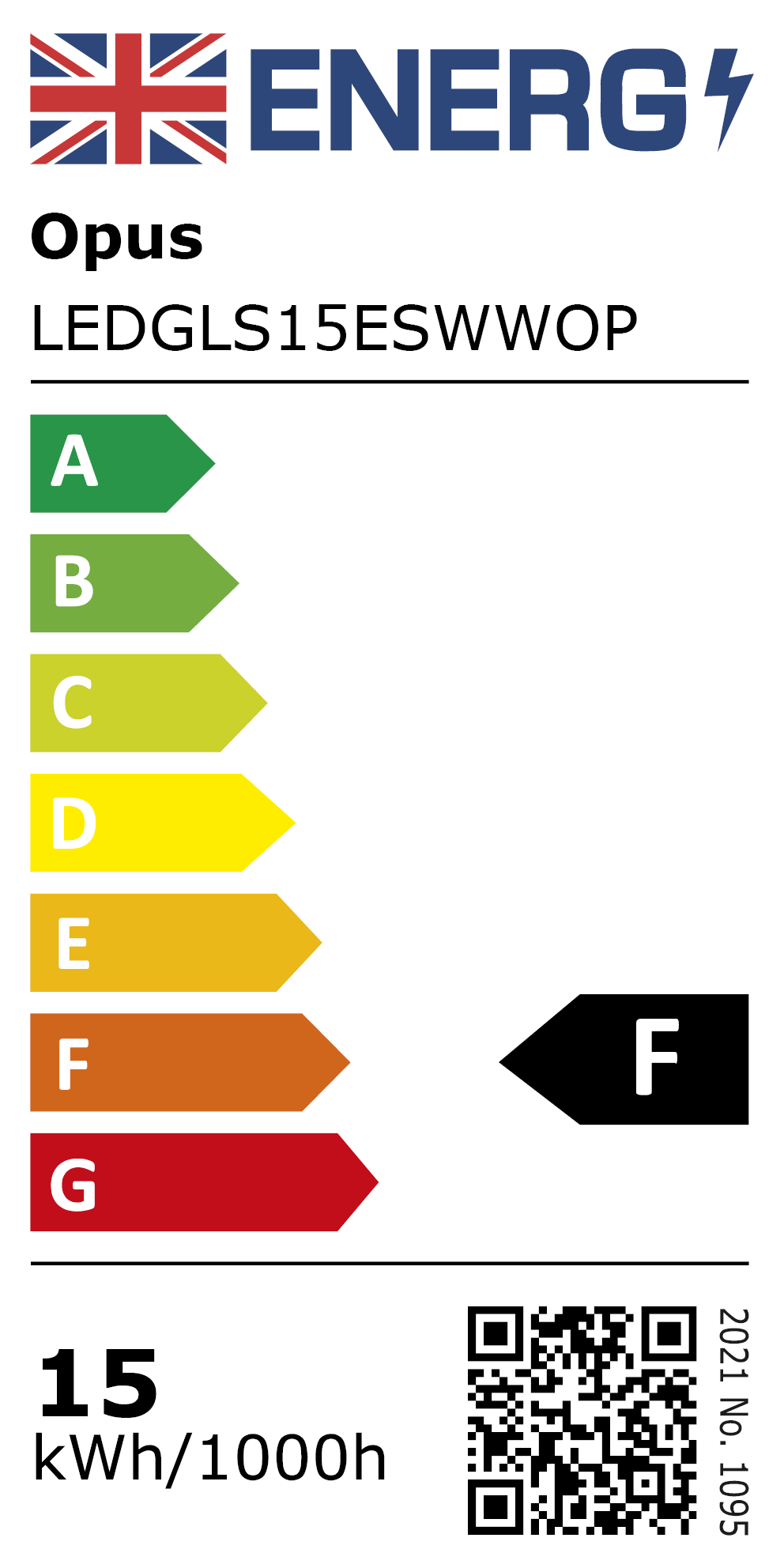 New 2021 Energy Rating Label: MPN LEDGLS15ESWWOP