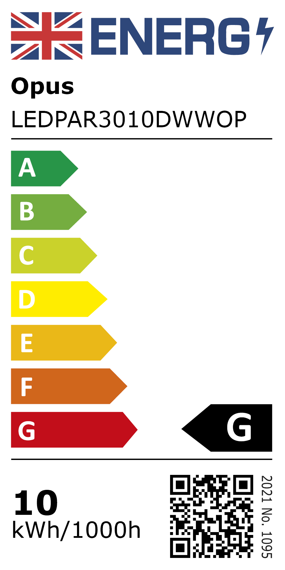 New 2021 Energy Rating Label: MPN LEDPAR3010DWWOP