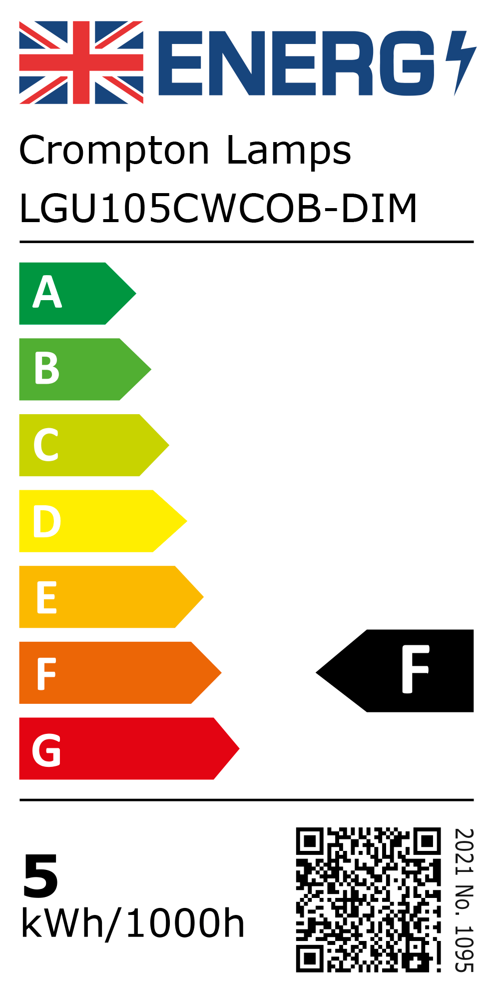 New 2021 Energy Rating Label: MPN LGU105CWCOB-DIM