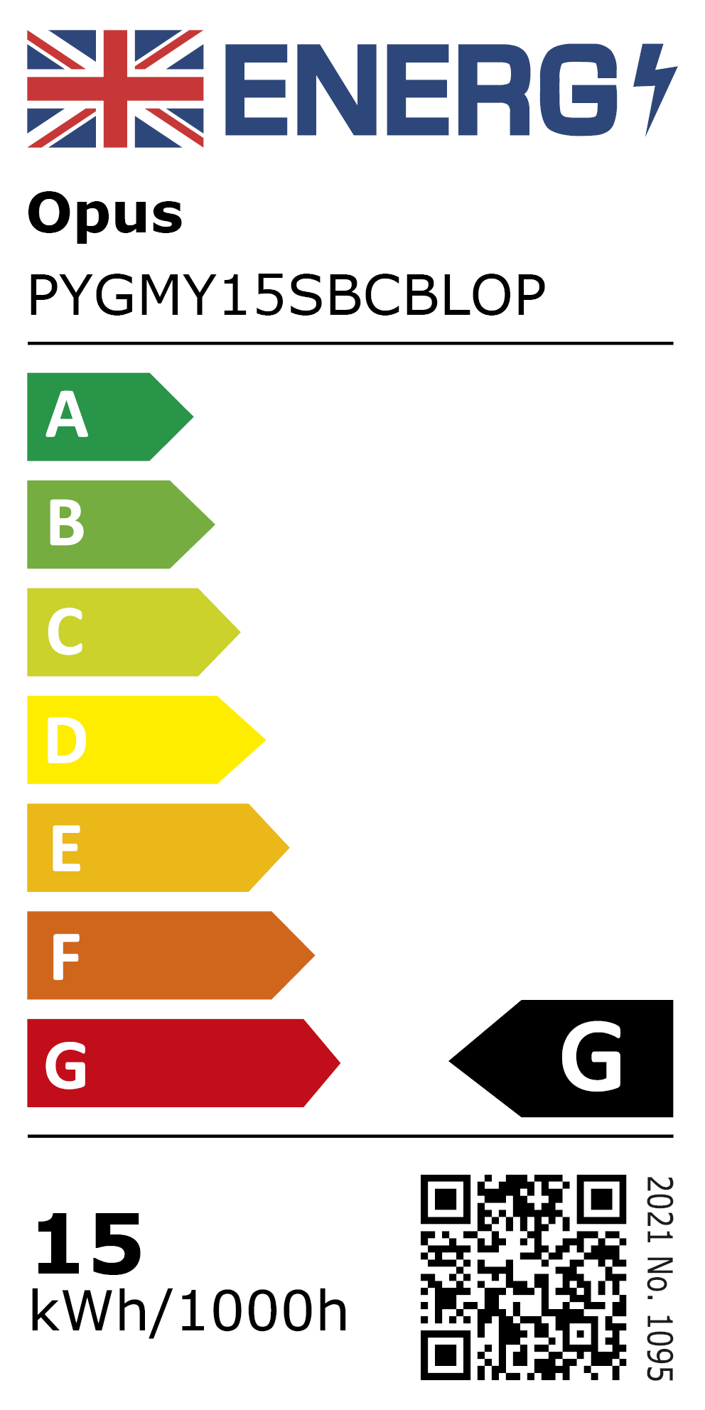 New 2021 Energy Rating Label: MPN PYGMY15SBCBLOP