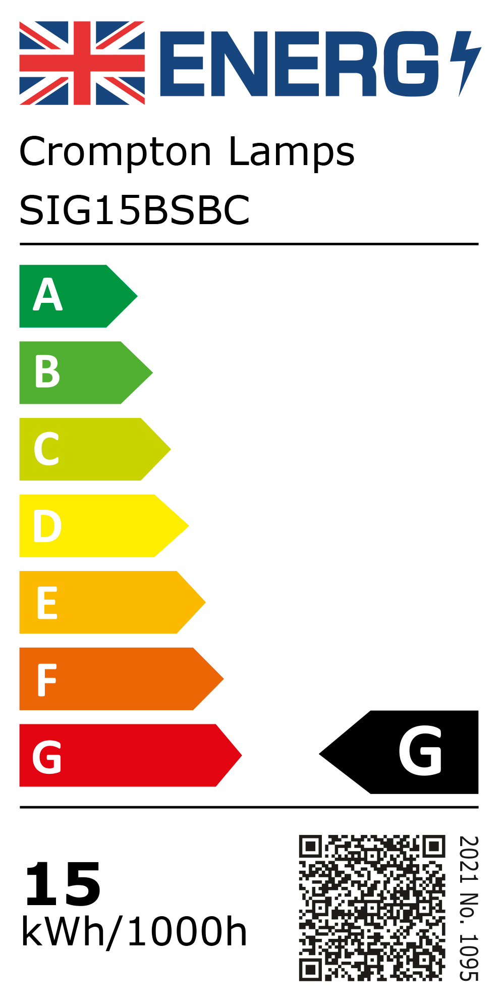 New 2021 Energy Rating Label: MPN SIG15BSBC