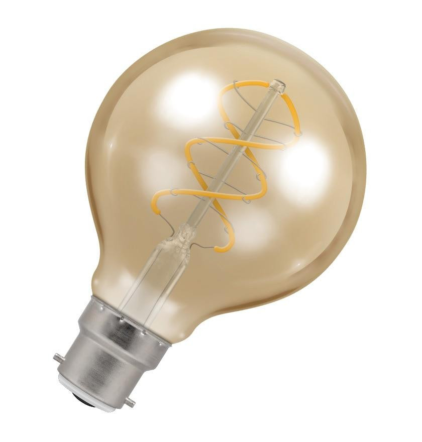Crompton LED G80 Globe 4.9W B22 Dimmable Spiral Filament Extra Warm White Antique Bronze (25W Eqv)