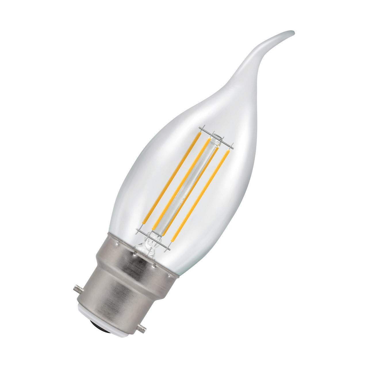 Crompton Lamps LED Bent Tip Candle 4.2W B22 Dimmable Filament Warm White Clear (40W Eqv)