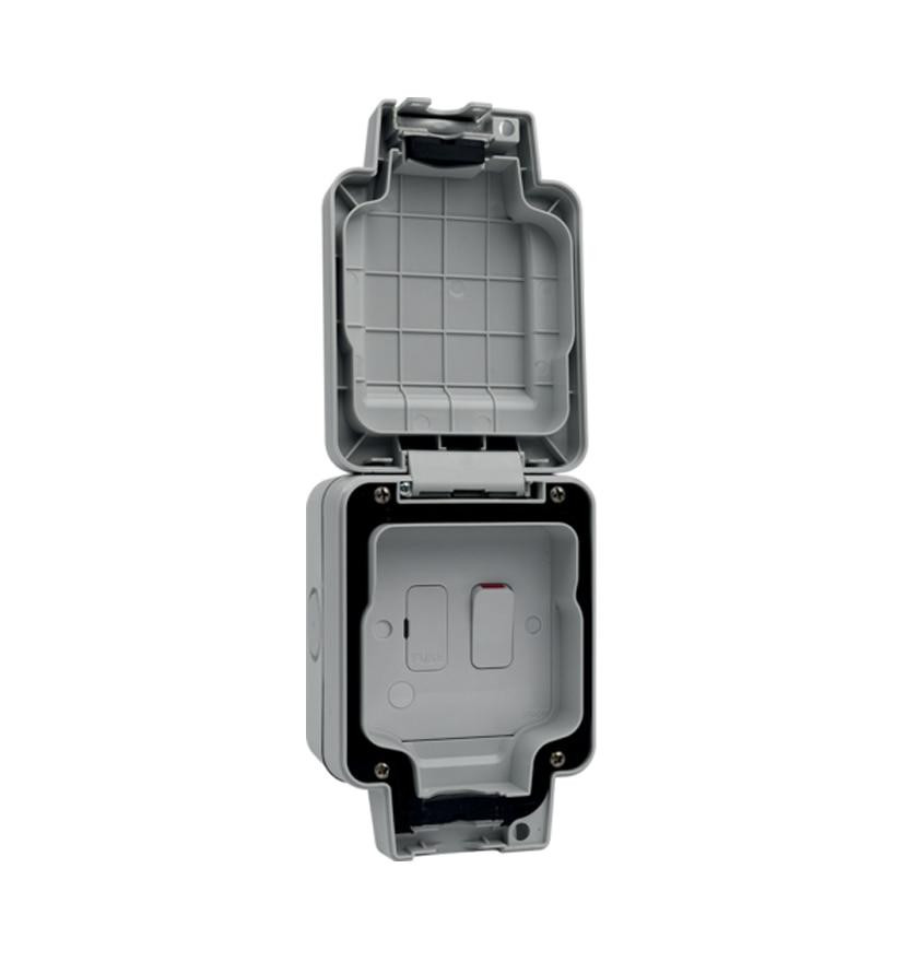 Hager 13A Switched Connection Box Sollysta Weatherproof Outdoor Grey IP66