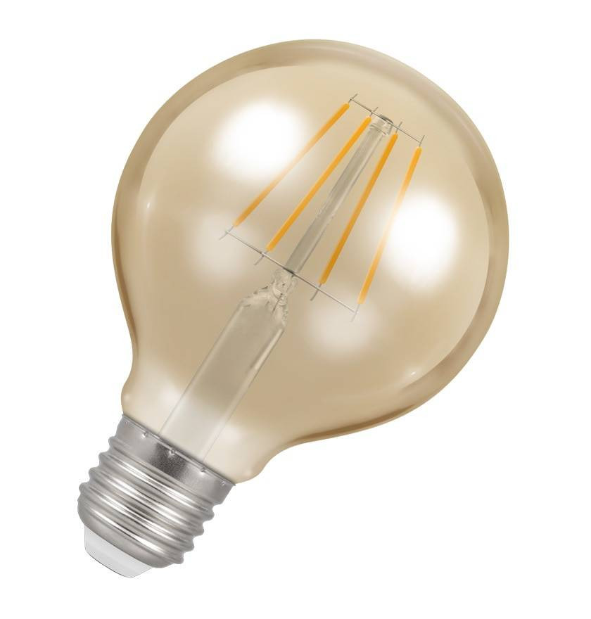 Crompton Lamps LED G80 Globe 5W E27 Dimmable Filament Extra Warm White Antique Bronze (35W Eqv)