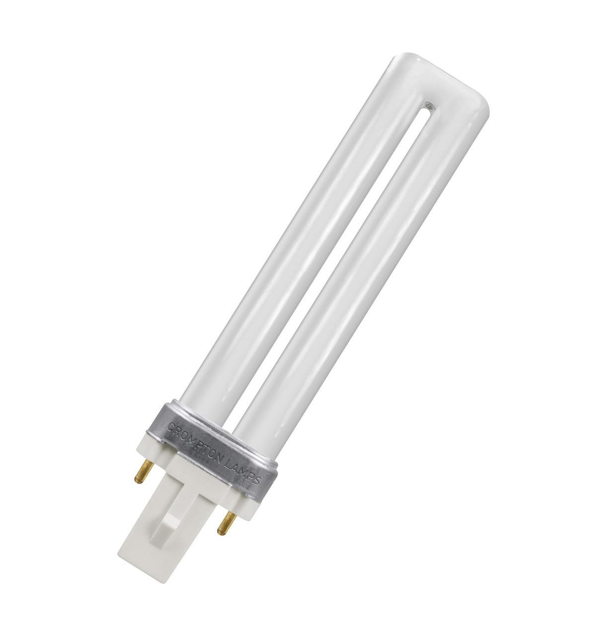 Image of Crompton Lamps CFL PLS 7W 2-Pin Single Turn Cool White Frosted S-Type