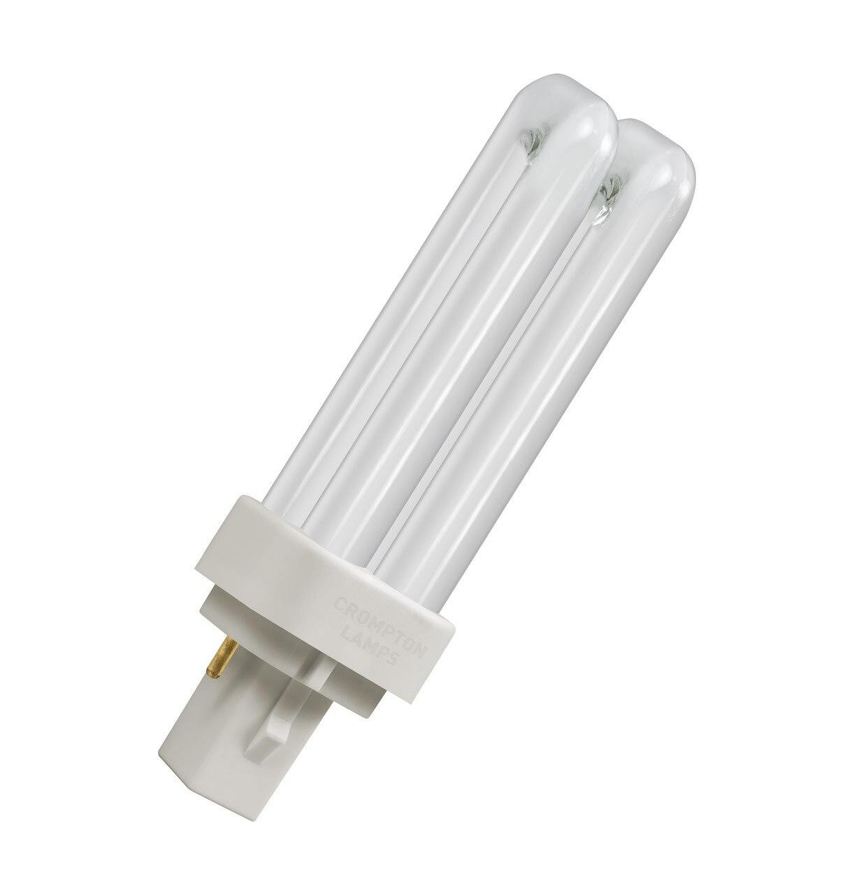 Crompton Lamps CFL PLC 10W 2-Pin Double Turn Warm White Frosted D-Type