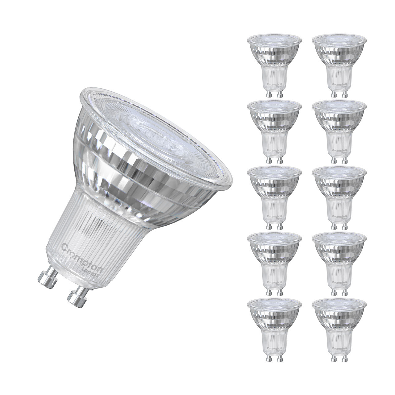 Crompton LED GU10 Spotlight Bulbs 3.7W Cool White 4000K Glass Halogen Replacement (10 Pack)