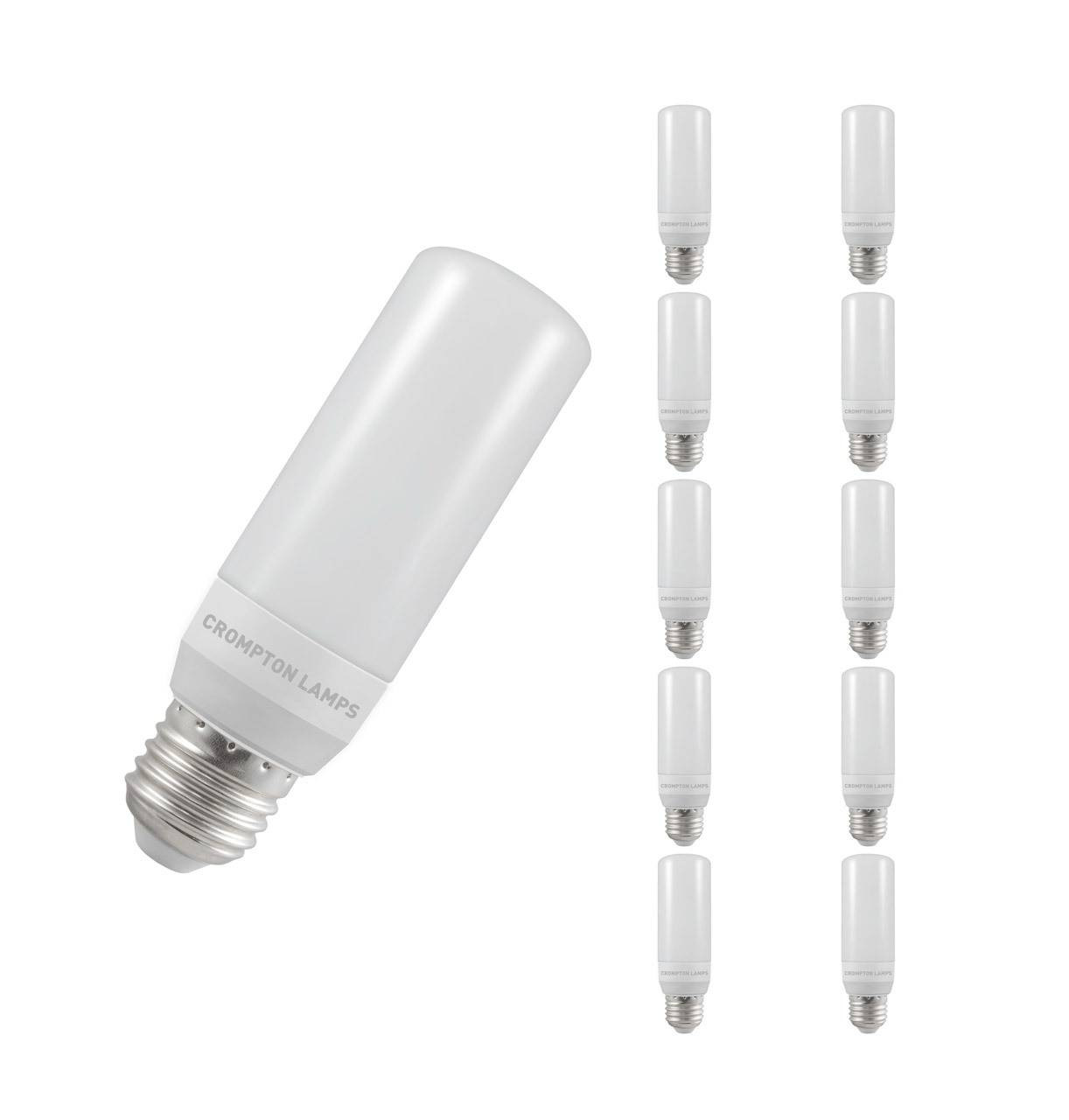 Crompton Lamps LED Stick 7.5W E27 (10 Pack) Warm White Opal (60W Eqv)