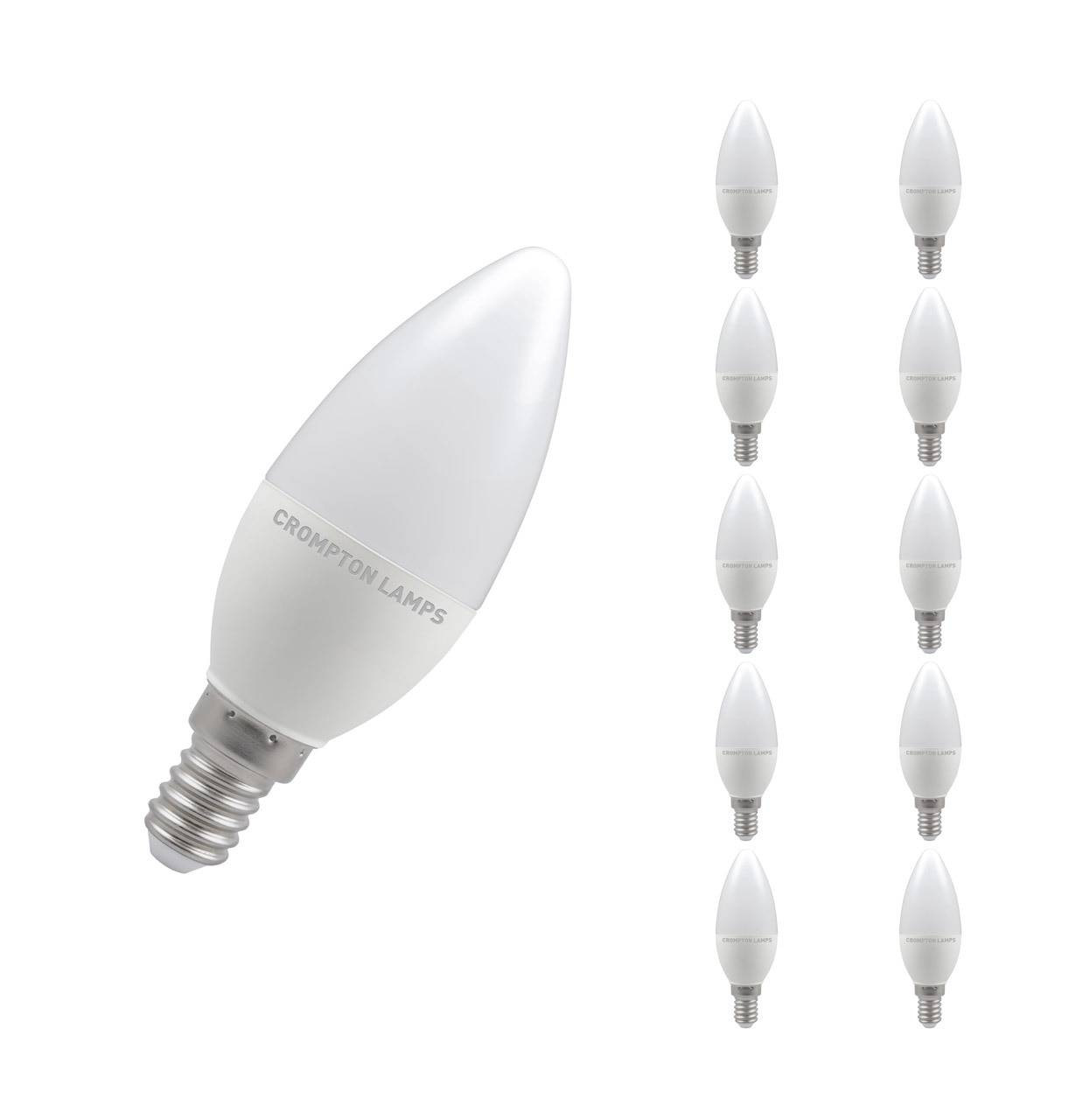 Crompton Lamps LED Candle 4.9W E14 (10 Pack) Cool White Opal (40W Eqv)