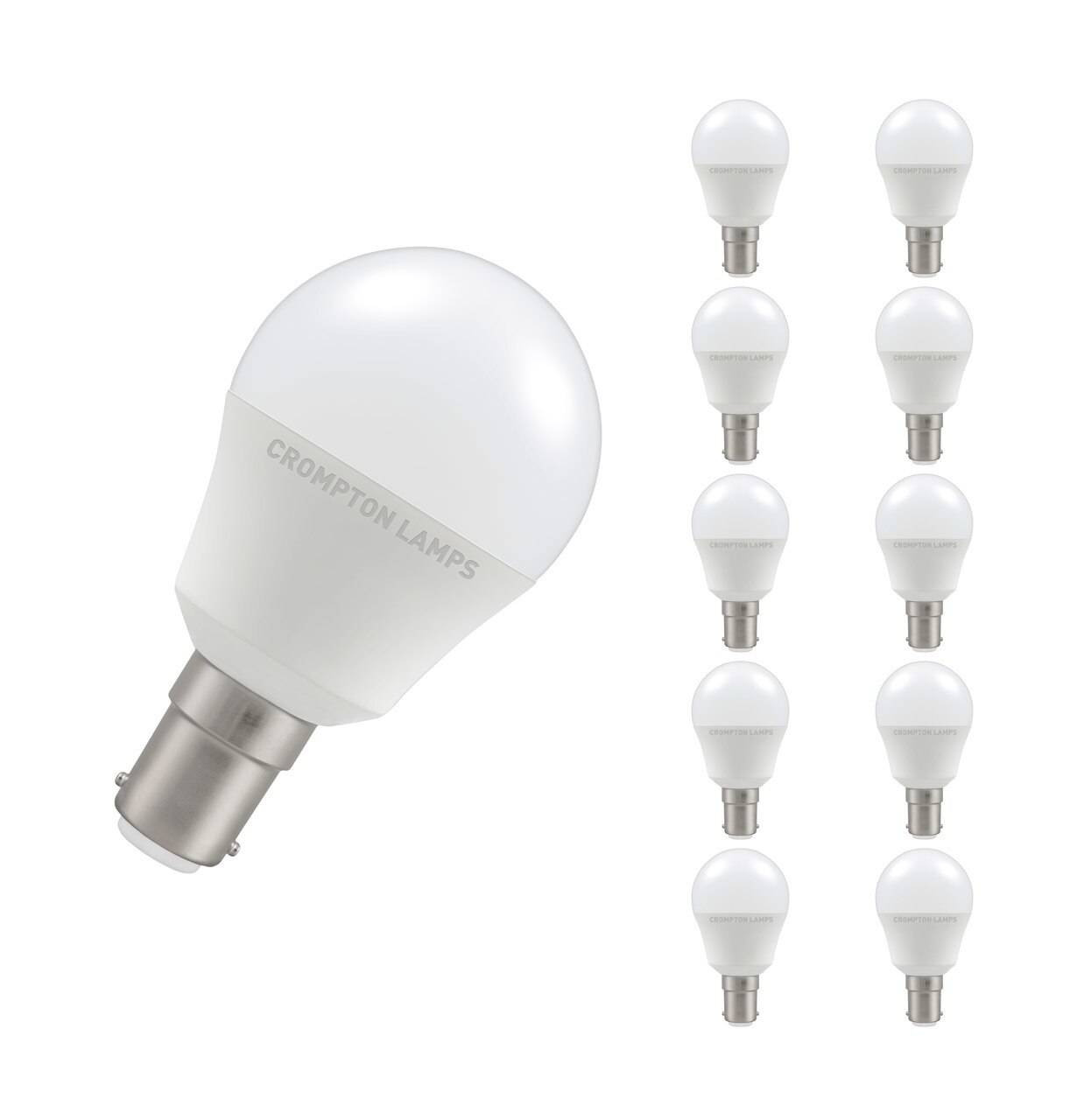 Crompton Lamps LED Golfball 5W B15 (10 Pack) Warm White Opal (40W Eqv)