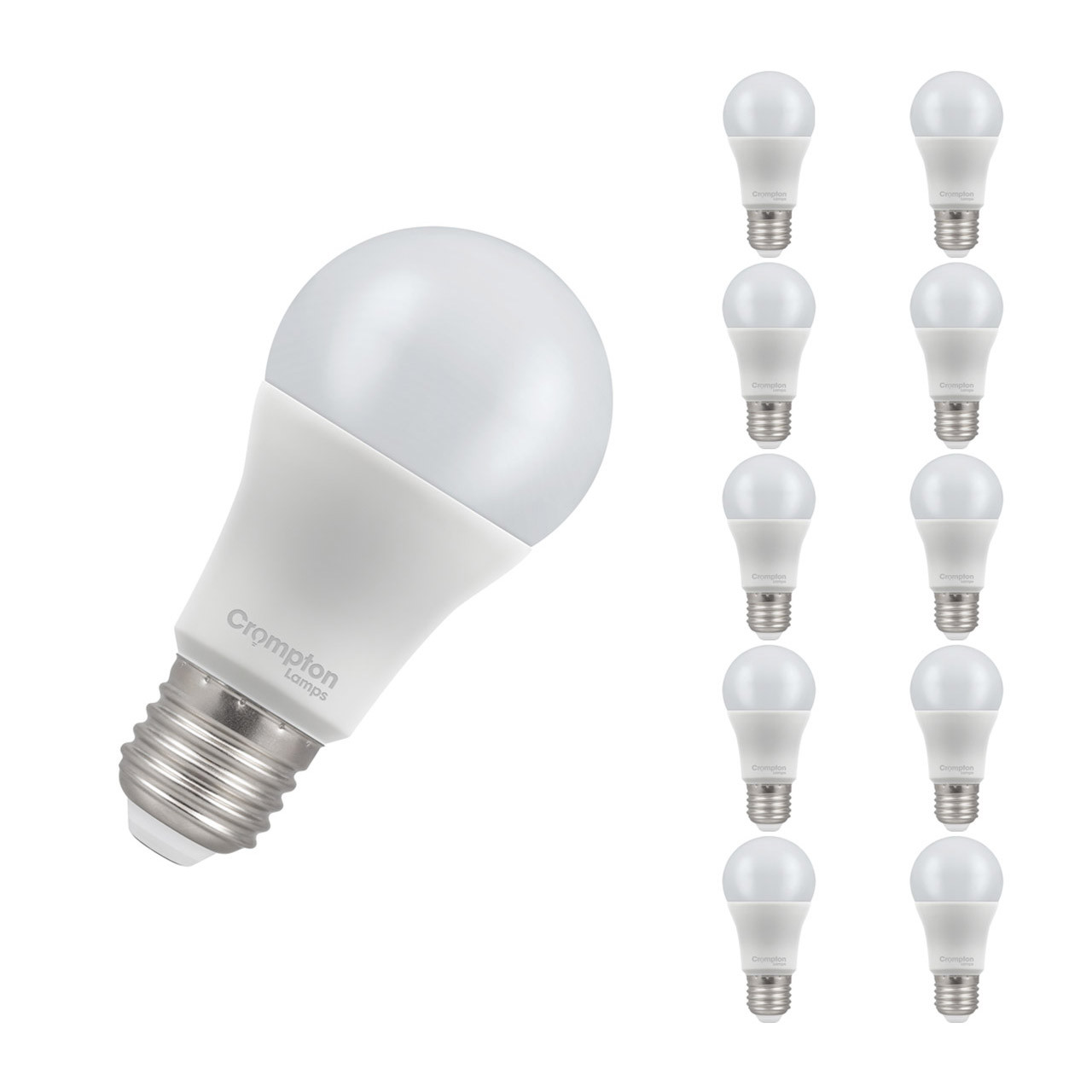 Crompton Lamps LED GLS 13W E27 Dimmable (10 Pack) Warm White Opal (100W Eqv)