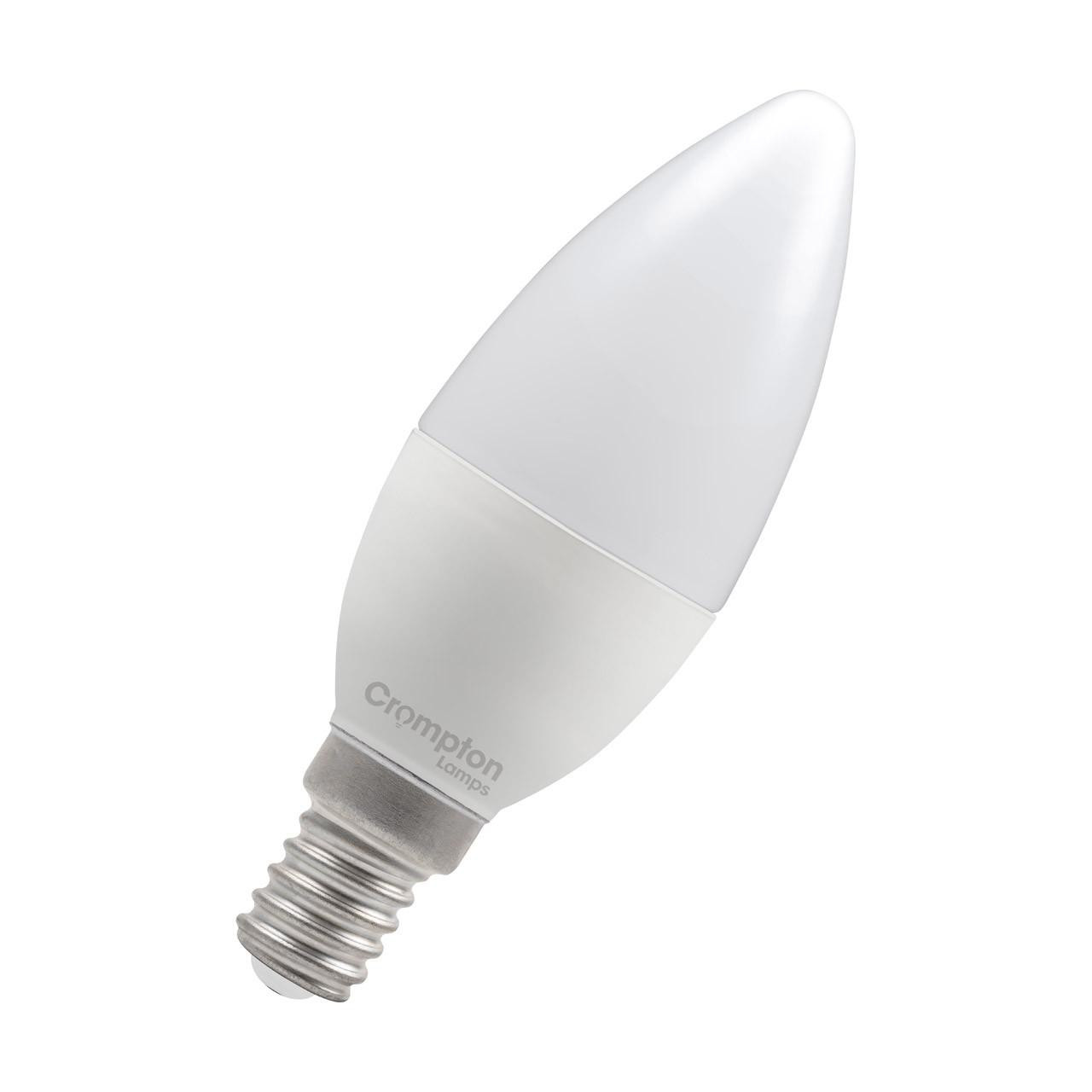 Crompton LED Candle Light Bulb E14 4.2W Dim Cool White 4000K Small Screw Thermal Plastic Opal
