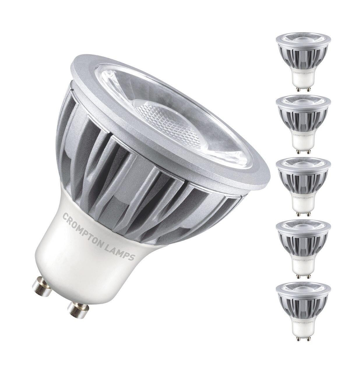Crompton Lamps LED GU10 Bulbs 5W Dimmable (5 Pack) Warm White 45°