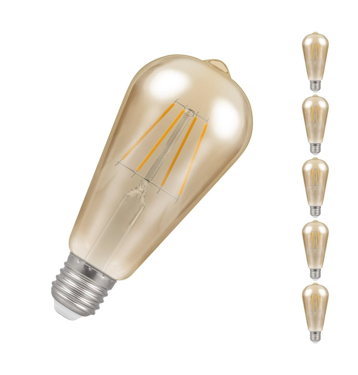 Crompton LED Squirrel Cage ST64 4.5W E27 Dim Filament (5 Pack) Extra Warm White Antique Bronze