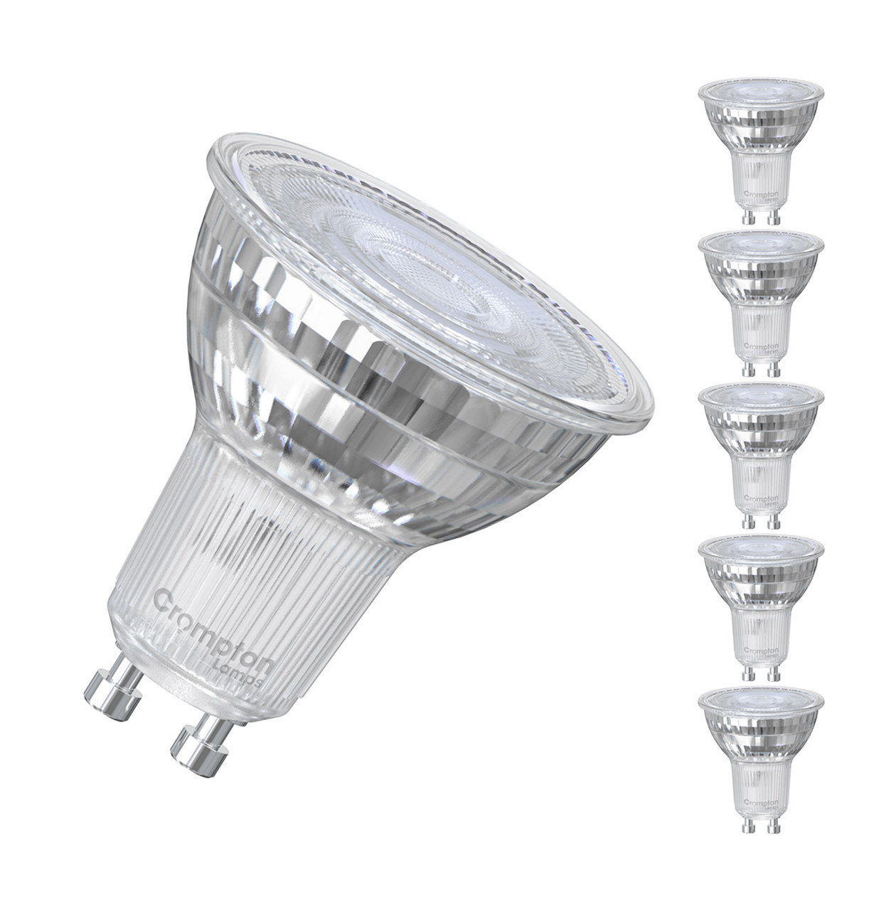 Crompton LED GU10 Spotlight Bulbs 3.7W Cool White 4000K Glass Halogen Replacement (5 Pack)