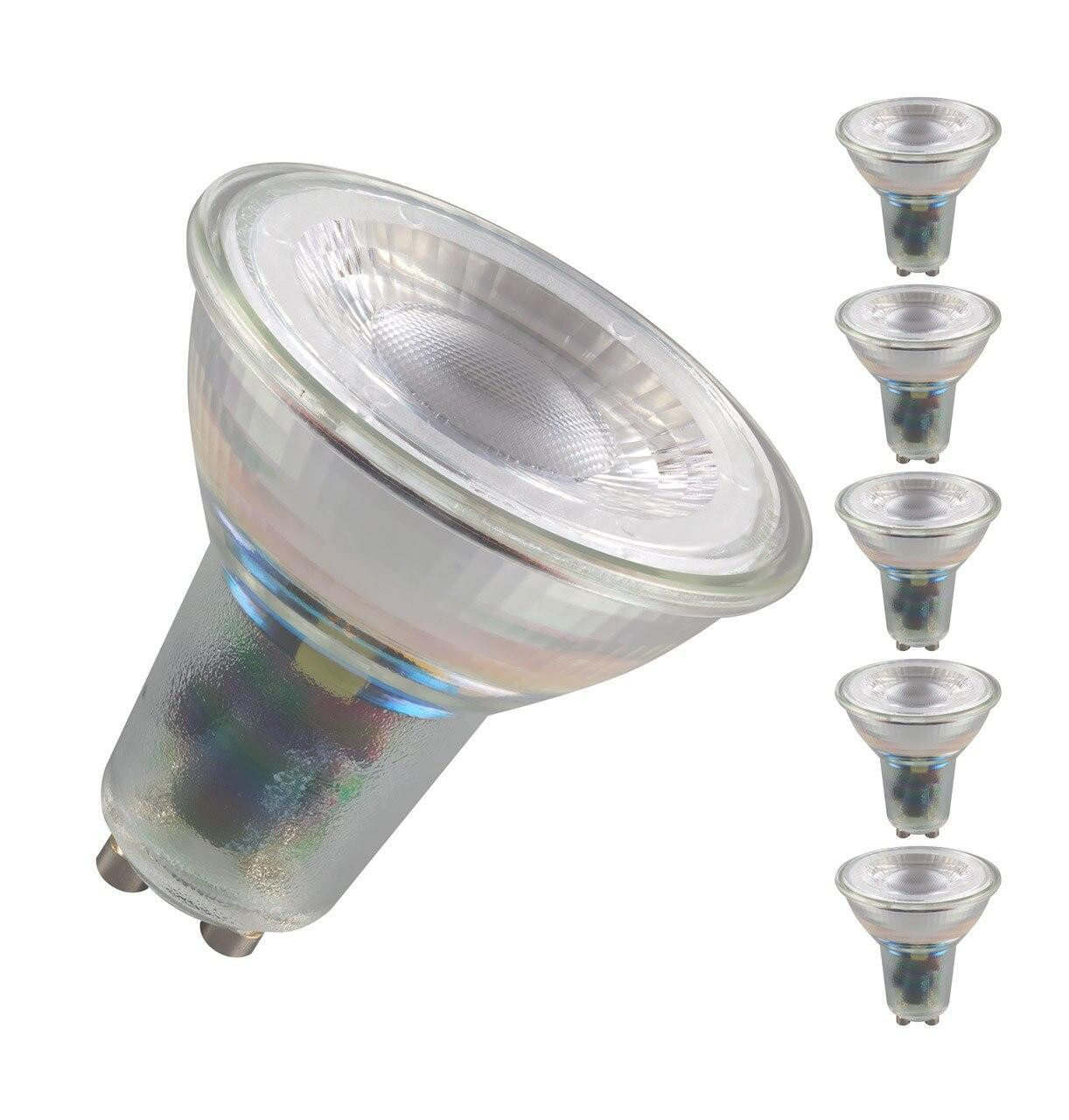 Crompton LED GU10 Spotlight Bulbs 4W Dim Warm White 2700K Halogen Replacement Clear (5 Pack)