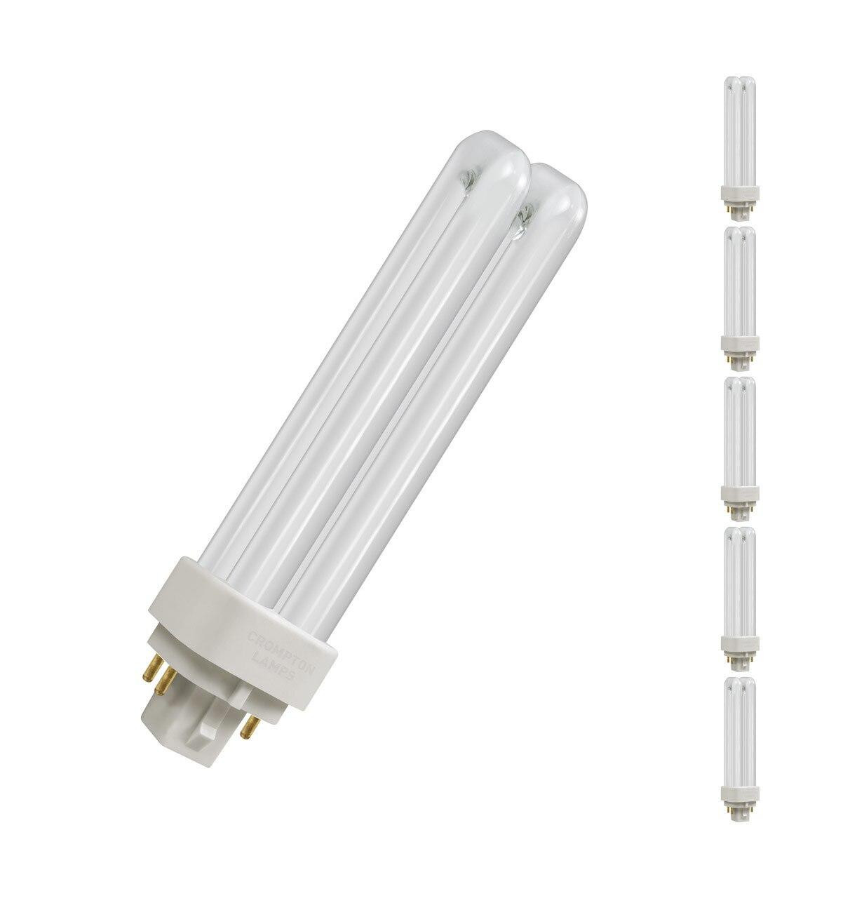 Crompton Lamps CFL PLC-E 13W 4-Pin Dimmable Double Turn (5 Pack) White Frosted DE-Type