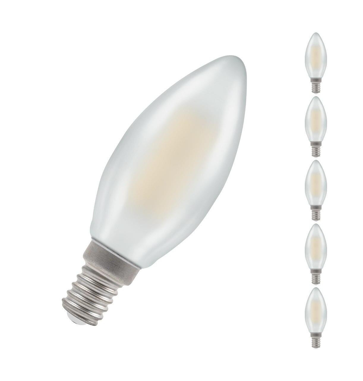 Crompton Lamps LED Candle 5W E14 Dimmable Filament (5 Pack) Warm White Pearl (40W Eqv)