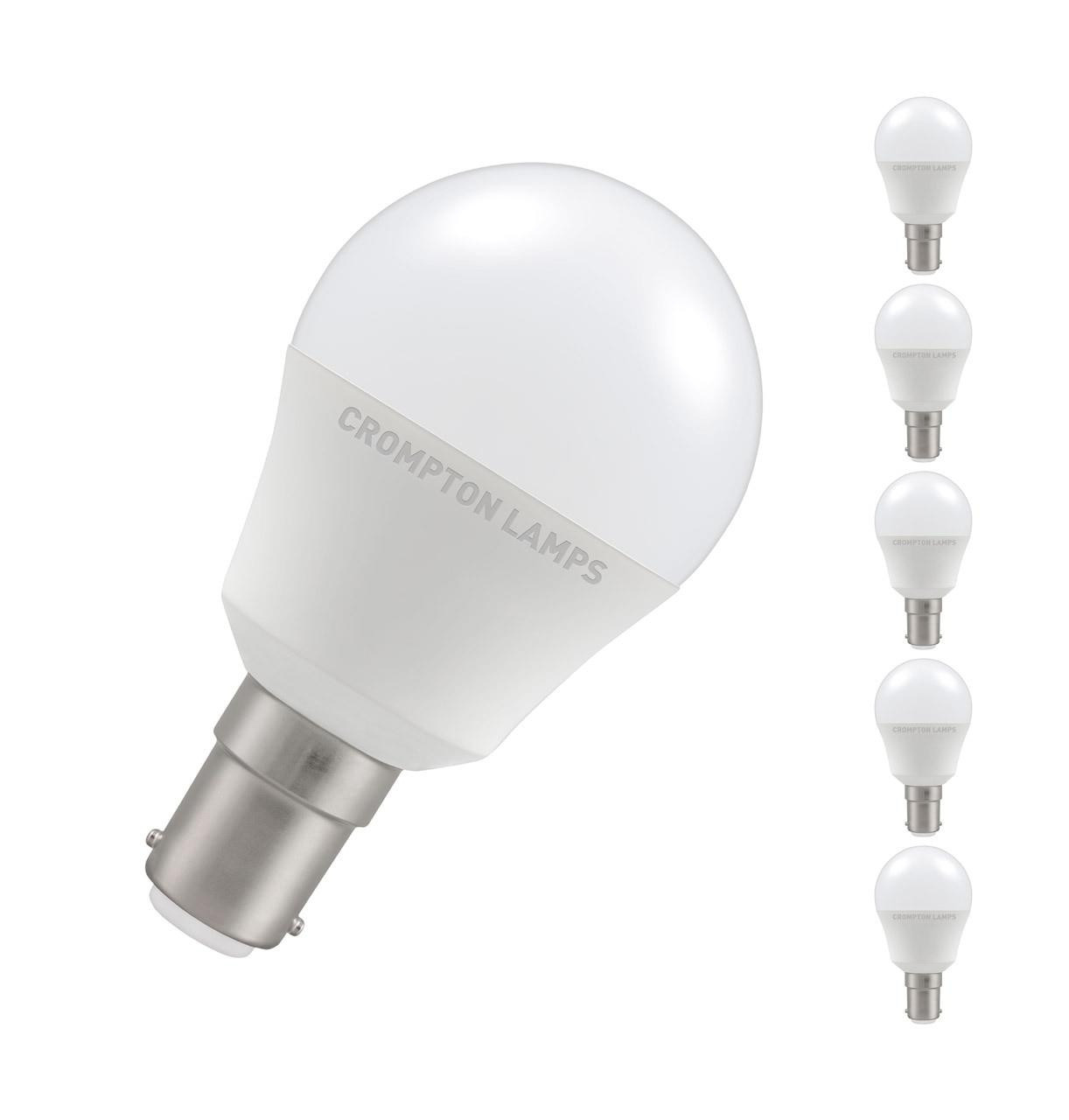 Crompton Lamps LED Golfball 5W B15 (5 Pack) Warm White Opal (40W Eqv)