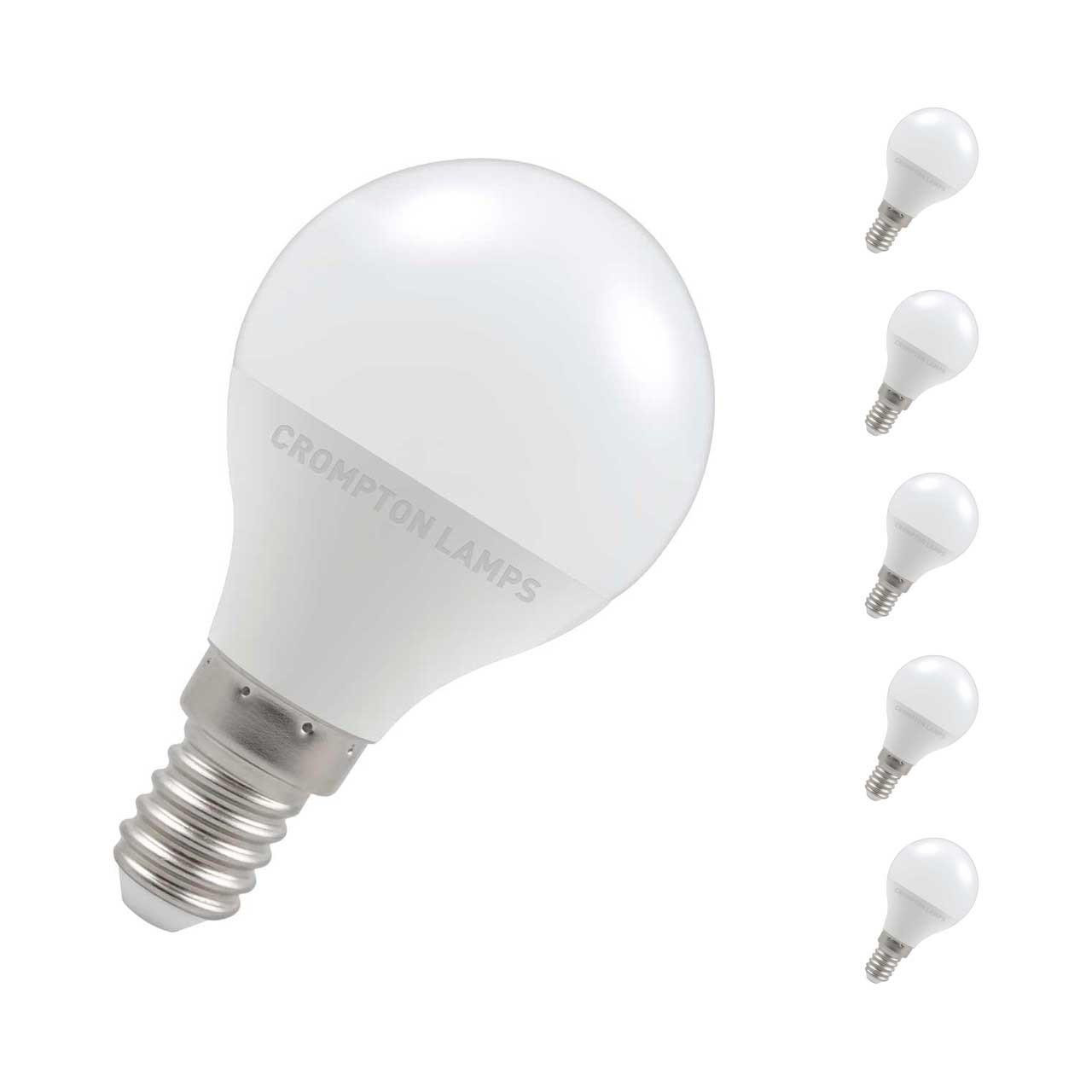 Crompton Lamps LED Golfball 4.8W E14 (5 Pack) Cool White Opal (40W Eqv)