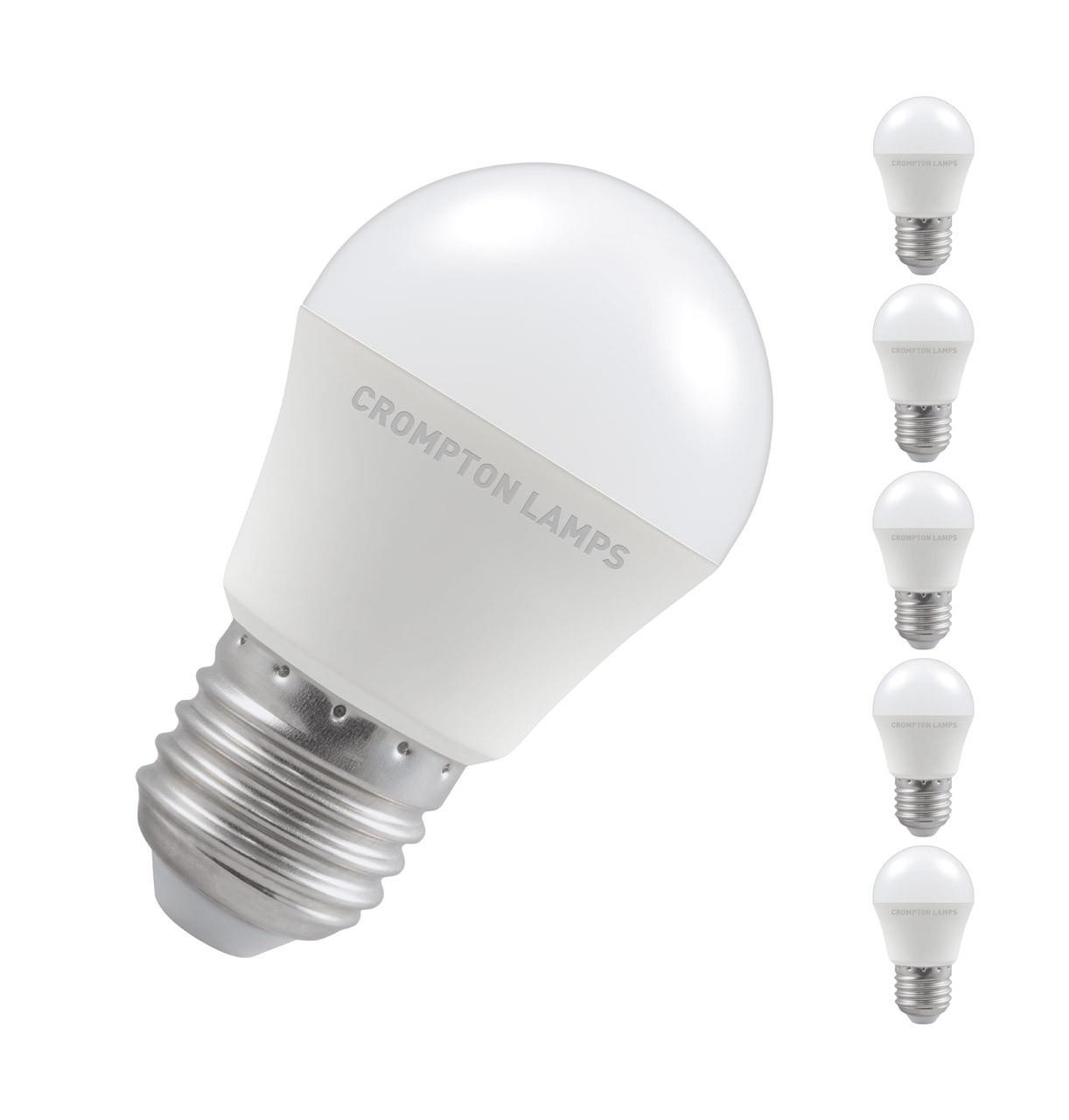 Crompton Lamps LED Golfball 4.9W E27 (5 Pack) Daylight Opal (40W Eqv)